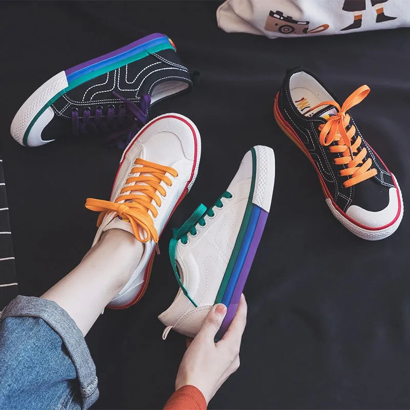 Chic Rainbow Color Luxury Designer Vulcanized Sneakers Women Platform White Black Canvas Shoes Harajuku Basket Espadrilles Flats 0613
Chic Rainbow Color Luxury Designer Vulcanized Sneakers Women Platform White Black Canvas Shoes Harajuku Basket Espadrilles Flats 0613
