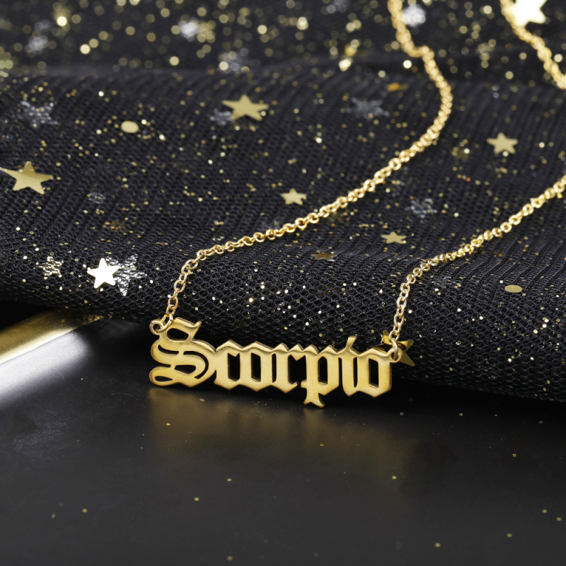 New Arrival Stainless Steel Zodiac Pendant Necklace Astrology Horoscope Charm Jewelry