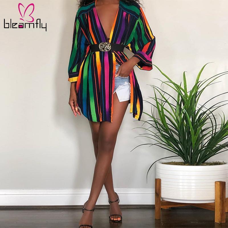 Casual Dresses Autumn Women Vintage Rainbow Stripes Print Side Split Long Sleeve Blouse Shirt Dress Fashion Vestidos, Multi
Casual Dresses Autumn Women Vintage Rainbow Stripes Print Side Split Long Sleeve Blouse Shirt Dress Fashion Vestidos, Multi