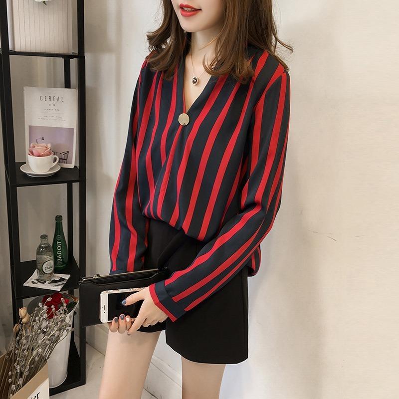 Women's Blouses & Shirts Women Striped Chiffon Spring Summer 4XL Oversize Lady Casual Long Sleeve V-Neck Loose Blusas Top Pullover Clothes, Black
Women's Blouses & Shirts Women Striped Chiffon Spring Summer 4XL Oversize Lady Casual Long Sleeve V-Neck Loose Blusas Top Pullover Clothes, Black