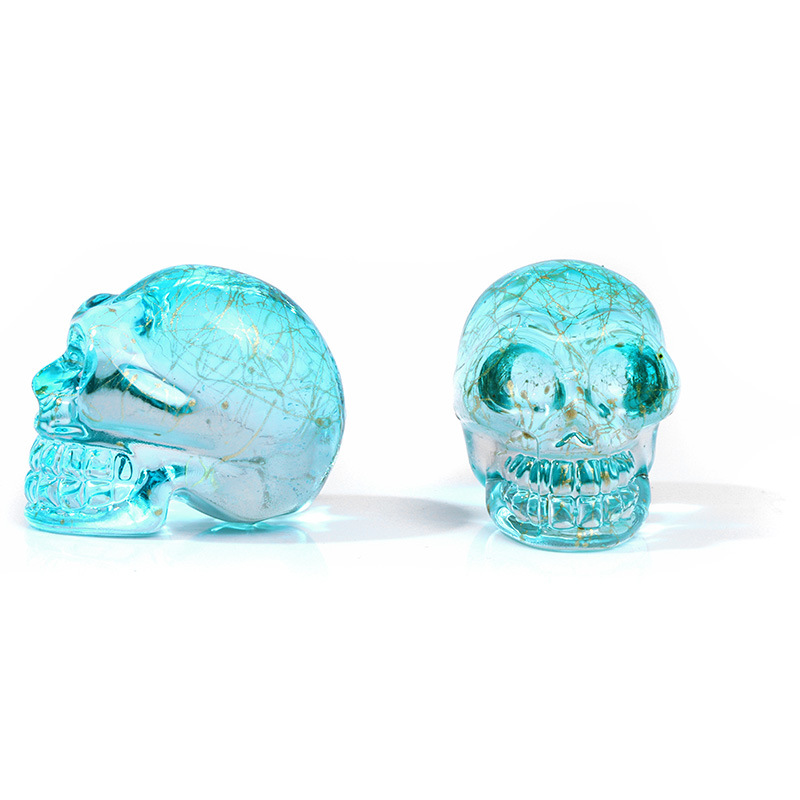 Electroplating Crystals stone Skull Figurines Colorful Quartz Cranium Gems Sculpture Aquarium Chakra Home Decoration Witchcraft Wicca