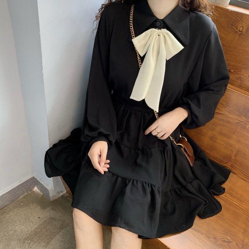 Casual Dresses French Style Clothing Butterfly Bow Tie Collar Lantern Sleeve Dress Simple White Black Pleated A Line Midi Big Ruffle Hem
Casual Dresses French Style Clothing Butterfly Bow Tie Collar Lantern Sleeve Dress Simple White Black Pleated A Line Midi Big Ruffle Hem