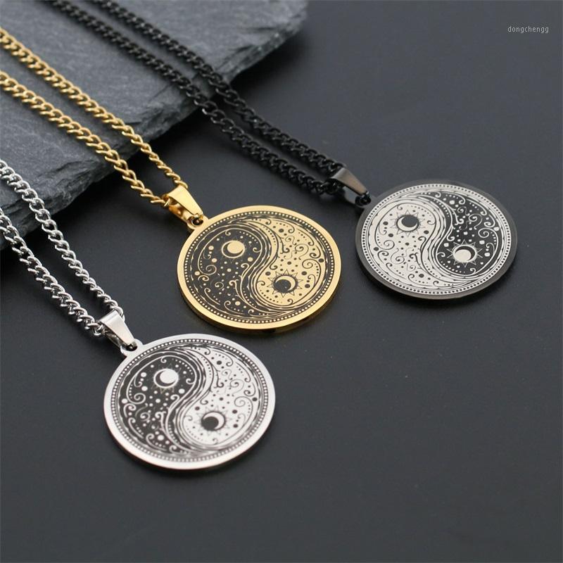 Pendant Necklaces Stainless Steel Chinese Ethnic Yin-Yang Round Necklace White Black Sun Moon Day Night Amulet Taoism Hip-hop Man Jewelry
Pendant Necklaces Stainless Steel Chinese Ethnic Yin-Yang Round Necklace White Black Sun Moon Day Night Amulet Taoism Hip-hop Man Jewelry