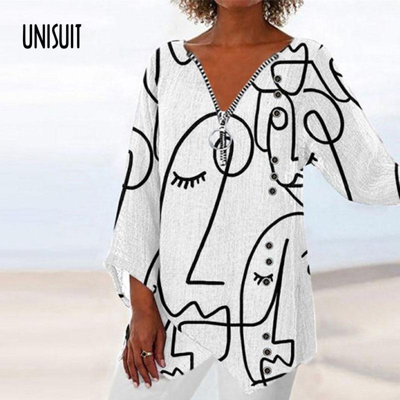 Women's Blouses & Shirts Spring Autumm Women V-Neck Zipper Printed Casual Long Sleeve Pullover Female Blouse Fashion Irregular Office Ladies, 01 print
Women's Blouses & Shirts Spring Autumm Women V-Neck Zipper Printed Casual Long Sleeve Pullover Female Blouse Fashion Irregular Office Ladies, 01 print