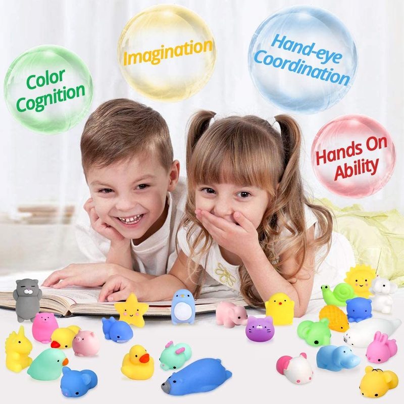 20Pcs Set Color Mochi Squishy Cute Cat Antistress Ball Squeeze Rising Abreact Soft Sticky Stress Relief Toys Funny Gifts Toy YJN 220531