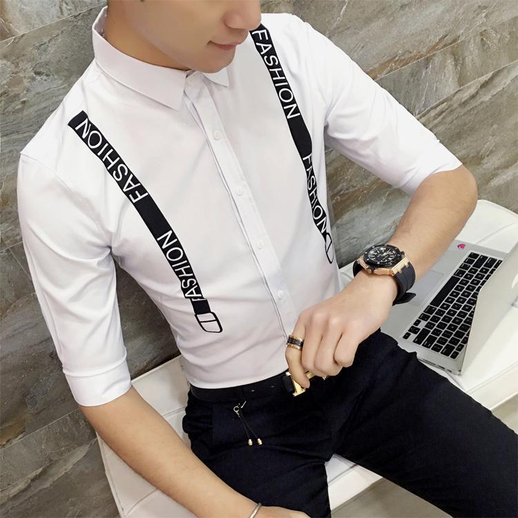 Men's Casual Shirts Spring And Summer Fashion Banner Short-sleeve Shirt Male Personality Suspenders Print Slim Seven-minute Sleeve ShirtsMen, Black
Men's Casual Shirts Spring And Summer Fashion Banner Short-sleeve Shirt Male Personality Suspenders Print Slim Seven-minute Sleeve ShirtsMen, Black