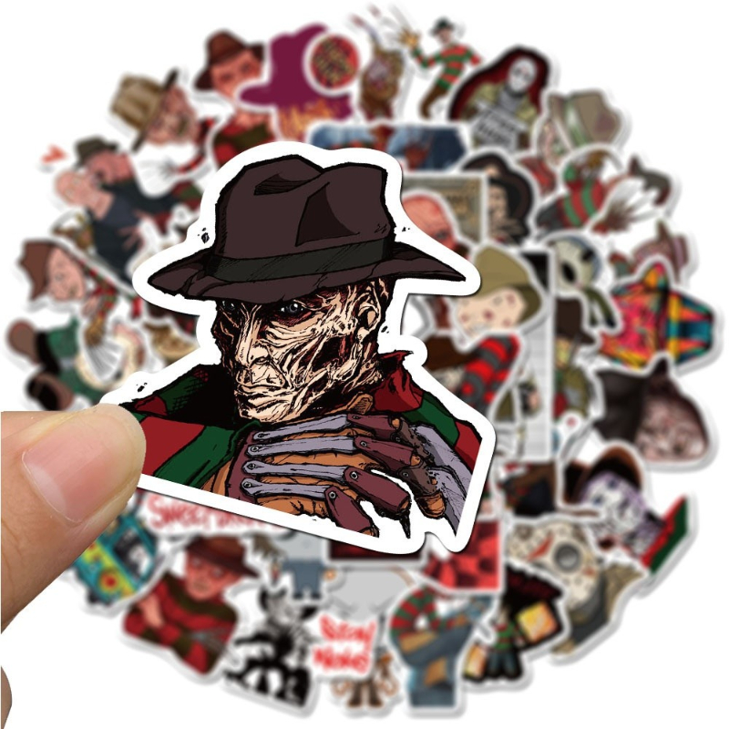 50Pcs/Lot Horror Movies Michael Myers Friday the 13th sticker Freddy Krueger Stickers Graffiti Kids Toy Skateboard Phone Laptop Luggage Sticker Decals