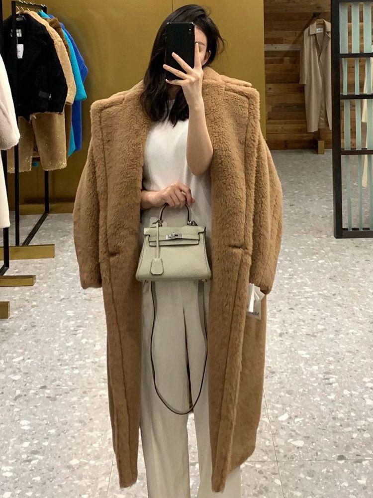 Women's Fur & Faux Long Teddy Bear Jacket Authentic Women Winter Coat 2022 Thick Warm Oversize Chunky Outerwear Overcoat Real Lambswool Coat