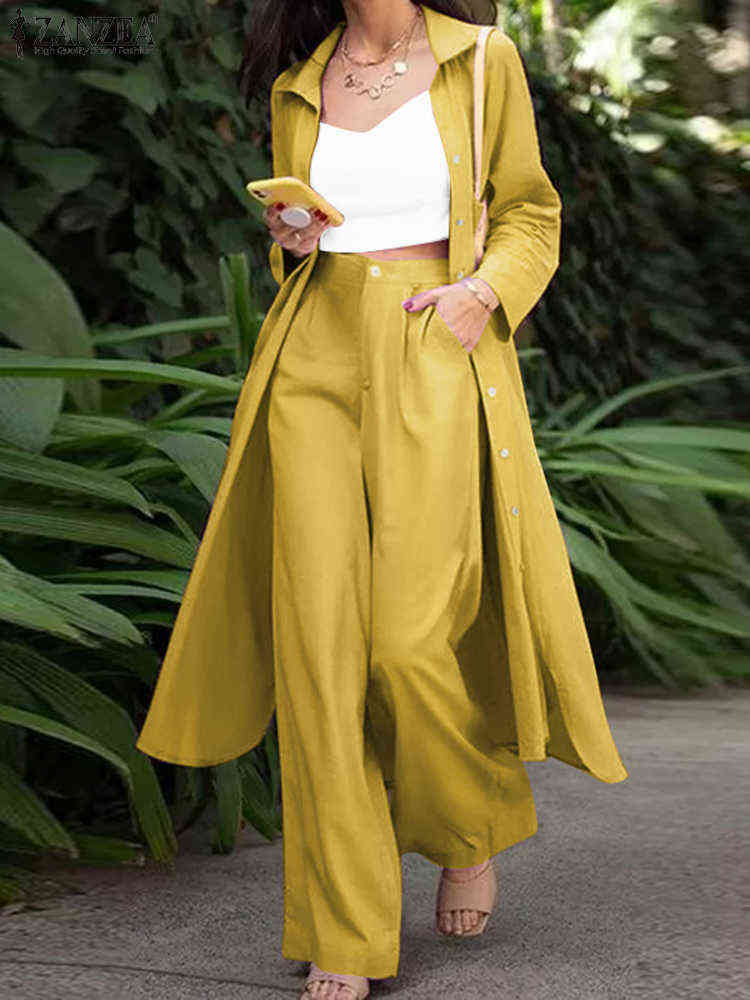 Zanzea Fashion Long Sleeves 2 Piece Women Suits Summer Matching Sets Solid Loose Pants Sets Casual Wide Blowjob Pants oversized J220813, A-black
Zanzea Fashion Long Sleeves 2 Piece Women Suits Summer Matching Sets Solid Loose Pants Sets Casual Wide Blowjob Pants oversized J220813, A-black