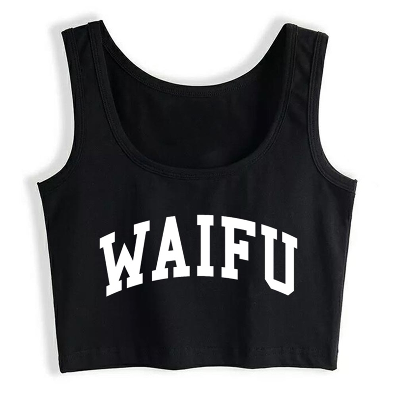 Crop Top Female Waifu Cute Anime Casual White Cotton Tops Women 220325
