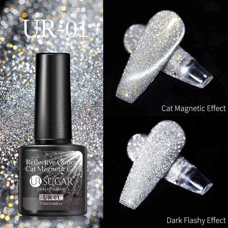 NXY Nail Gel Silver Holographic Reflective Cat Magnetic Semi Permanent Soak Off Uv Led Art Diy Design Decoration 0328