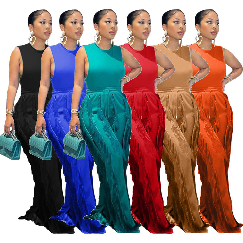 Women' Pants Set Fashion High Waist Stretch Slim Fit Sexy Sleeveless Tank Top Drawstring Fringe Wide Leg Pants Plus Size Set #S-XXXXXL, White
Women' Pants Set Fashion High Waist Stretch Slim Fit Sexy Sleeveless Tank Top Drawstring Fringe Wide Leg Pants Plus Size Set #S-XXXXXL, White