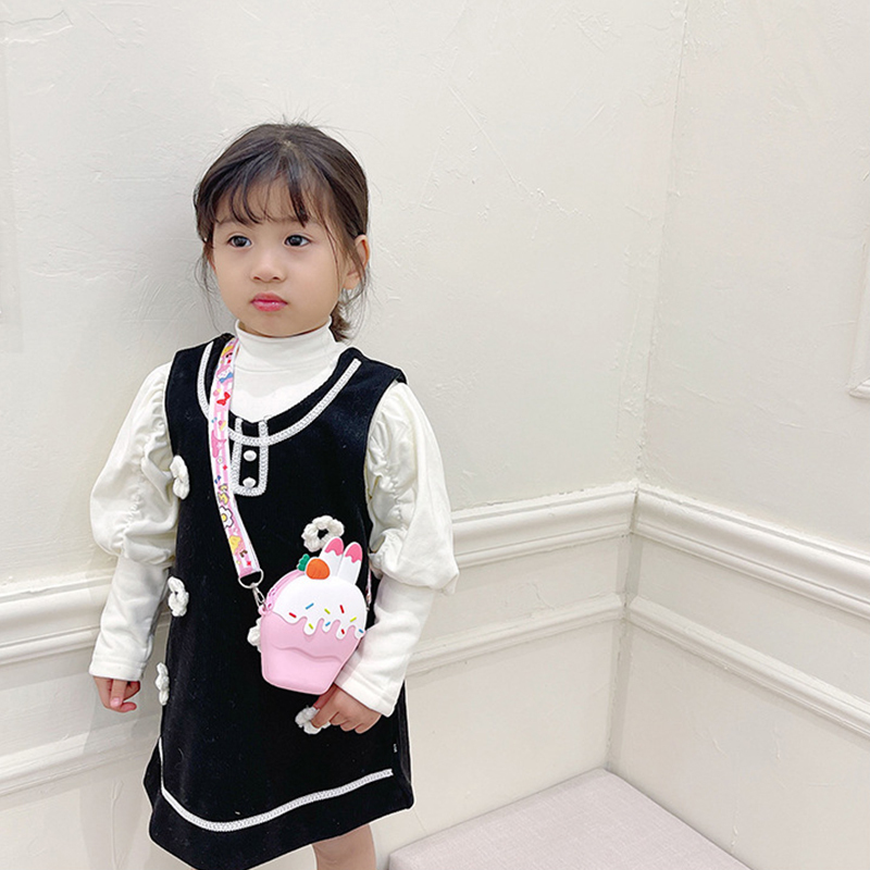 Tas Kurir Silikon Es Krim Lucu Friut Kartun Anakanak Bahu Crossbody Fashion Anak Perempuan Dompet Koin Tangan 220611