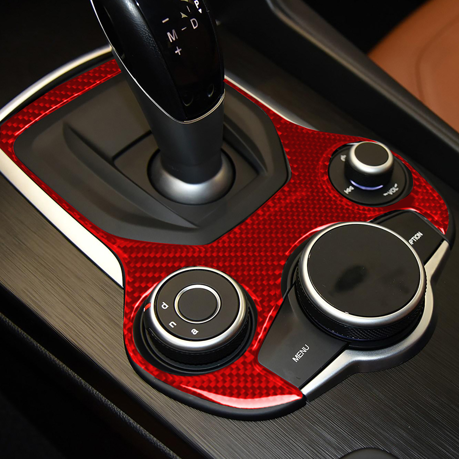 

For Alfa Romeo Giulia Stelvio Carbon Fiber Gear Panel Interior Modification Sticker Accessories, Rhd