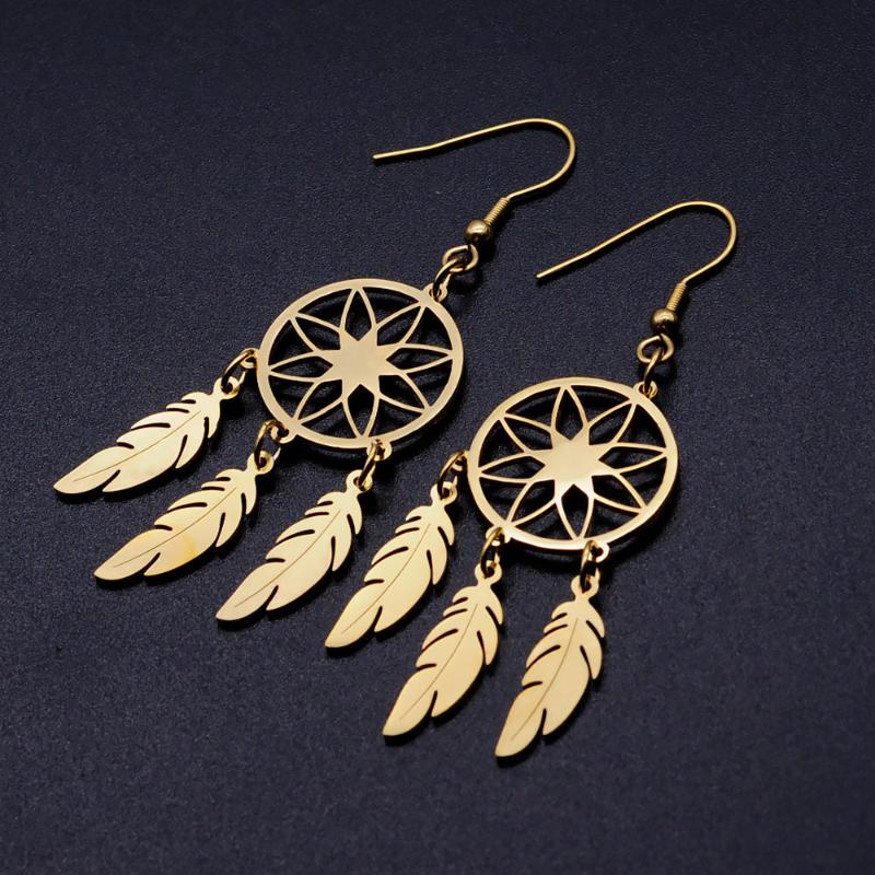 Dangle & Chandelier 100% Stainless Steel Lotus Feather Dream Catcher Unique Drop Earring For Women Bohemia Jewelry Boho Earrings
Dangle & Chandelier 100% Stainless Steel Lotus Feather Dream Catcher Unique Drop Earring For Women Bohemia Jewelry Boho Earrings