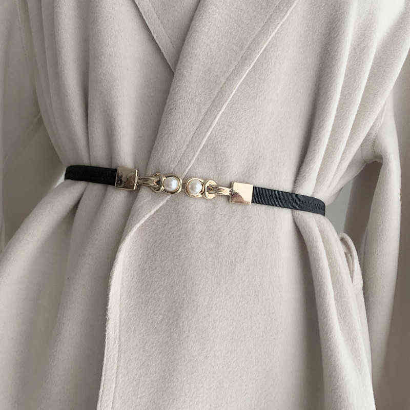Pearl Pair Buckle Waist Belt Women's Fine Elastic Belts Black White Pearl Double Buckle Belt Gold Buckle Female Belts Waistbands Y220419
Pearl Pair Buckle Waist Belt Women's Fine Elastic Belts Black White Pearl Double Buckle Belt Gold Buckle Female Belts Waistbands Y220419