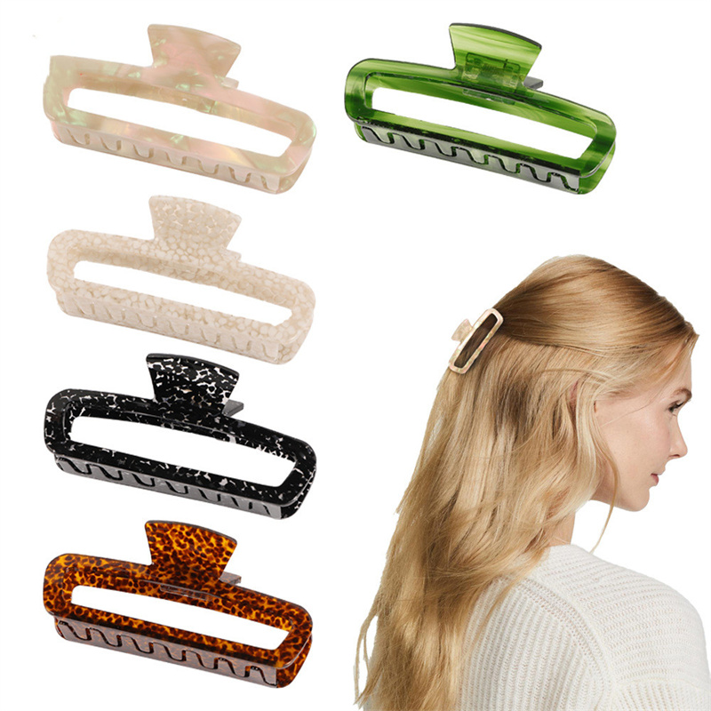 Length 10 CM Large Hollow Out Square Hair Clamps Women Spot Geometric Acetic Acid Hair Claw Clips Rectangle Hairpins For European Female Wash Ponytail Head Wear
Length 10 CM Large Hollow Out Square Hair Clamps Women Spot Geometric Acetic Acid Hair Claw Clips Rectangle Hairpins For European Female Wash Ponytail Head Wear