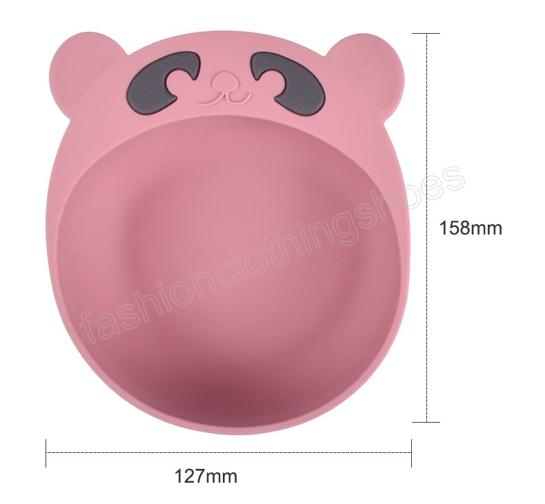 Children's Silicone Bowl Spoon And Fork Set Baby Cartoon Bear Suction Cups Anti-drop Complementary Food Bowl Kids Plate Dishes