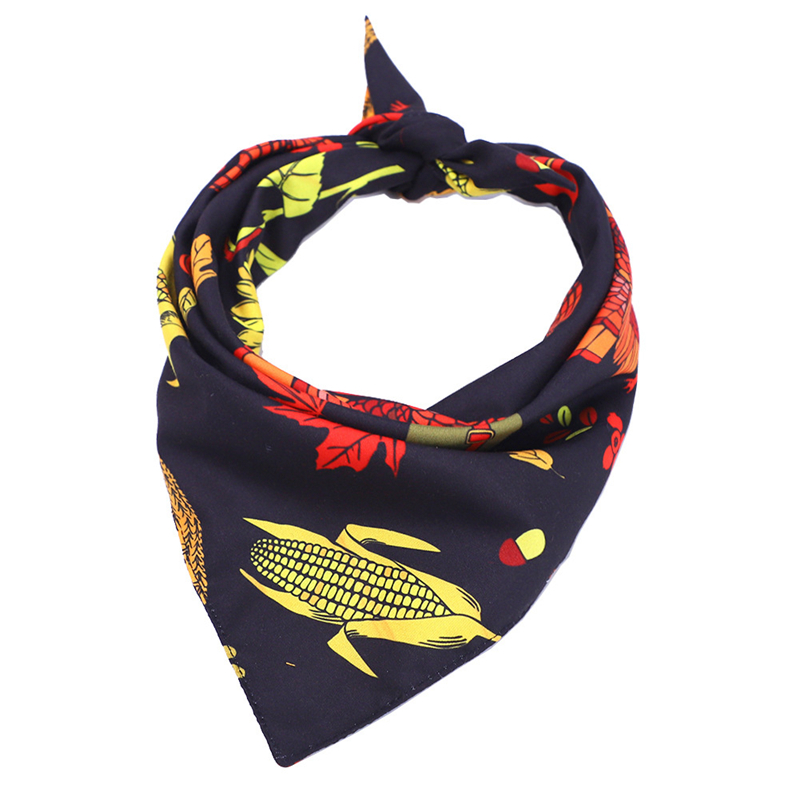 Thangiving Bandana Dog Apparel Fall Autumn Pet Bandanas Reversible Triangle Bibs Scarf