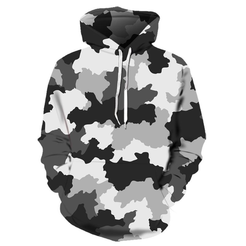 Men's Camo Hoodie: Blue Camouflage 3D Anime Printed Pullover Sweatshirt B1