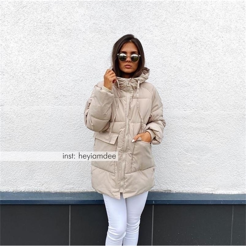 Network kapok yi Female Long mian bao fu Winter Cotton Loose Coat 201127