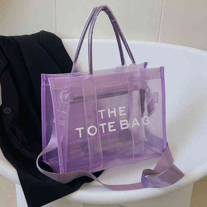 Transparent handbag large capacity bag womens 2022 new tide portable tote bags Joker shoulder messenger bag, Beige 
Transparent handbag large capacity bag womens 2022 new tide portable tote bags Joker shoulder messenger bag, Beige