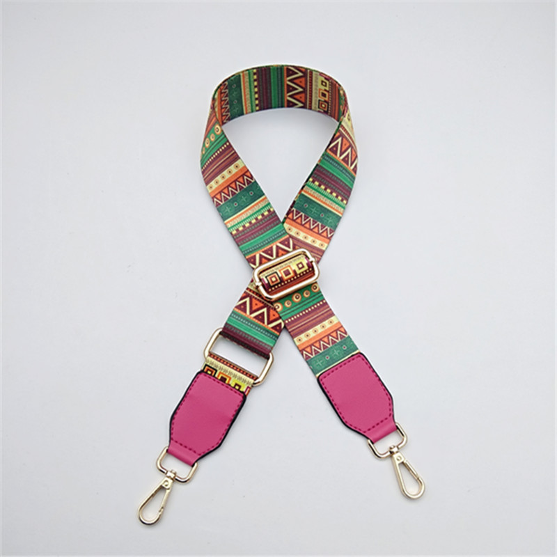 Fashion Women Long Strap For Bag Rainbow Nylon Adjustable Embroidered Belts 220610