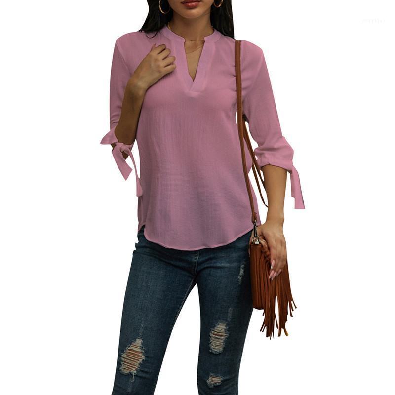Women Simple Solid Color Blouse Cut Out Neck Bowknot Tie Up Half Sleeve V-neck Slim Shirts Tops Office Lady Autumn Women' Blouses, Pink
Women Simple Solid Color Blouse Cut Out Neck Bowknot Tie Up Half Sleeve V-neck Slim Shirts Tops Office Lady Autumn Women' Blouses, Pink