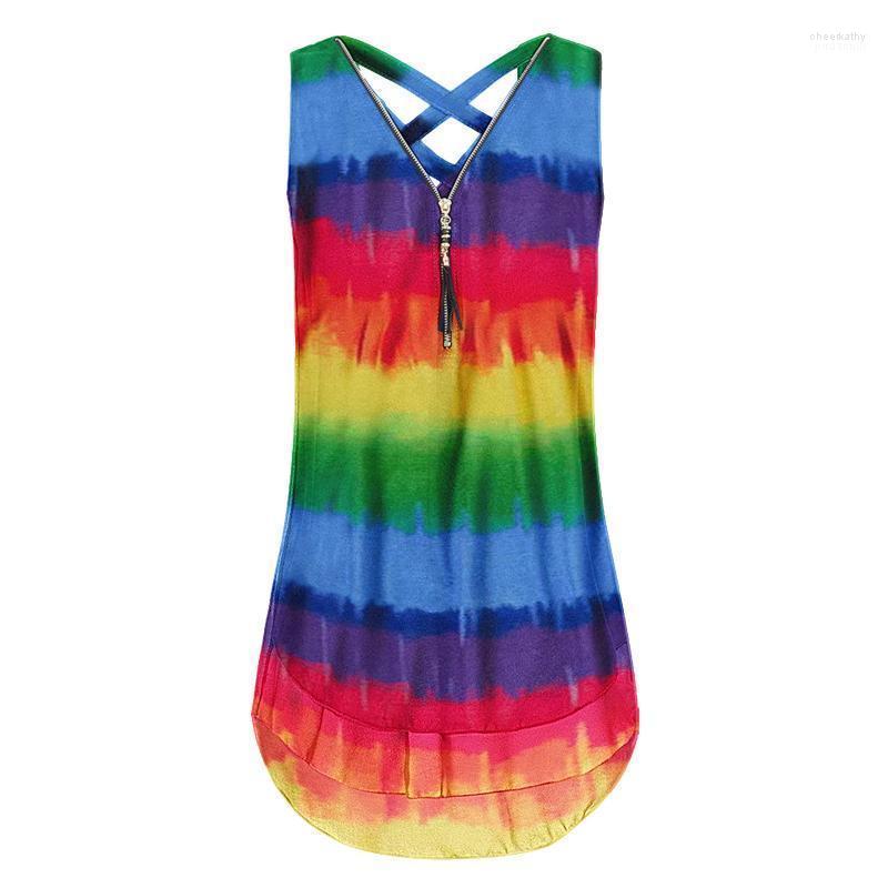 Women' Blouses & Shirts Rainbow Striped Blouse Women Zipper V Neck Sleeveless Casual Loose Harajuku Sexy Summer Beach Tops Lady Chee22, Bk
Women' Blouses & Shirts Rainbow Striped Blouse Women Zipper V Neck Sleeveless Casual Loose Harajuku Sexy Summer Beach Tops Lady Chee22, Bk