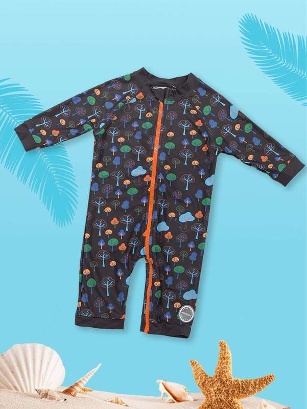 Baby Plants Print Zip Up Swimwear SHE