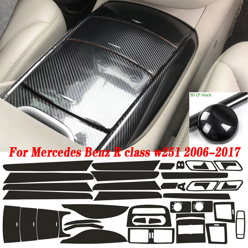 For Mercedes R Class W251 20062017 Interior Central Control Panel Door Handle 5D Carbon Fiber Sticker Decals Car styling Accessor