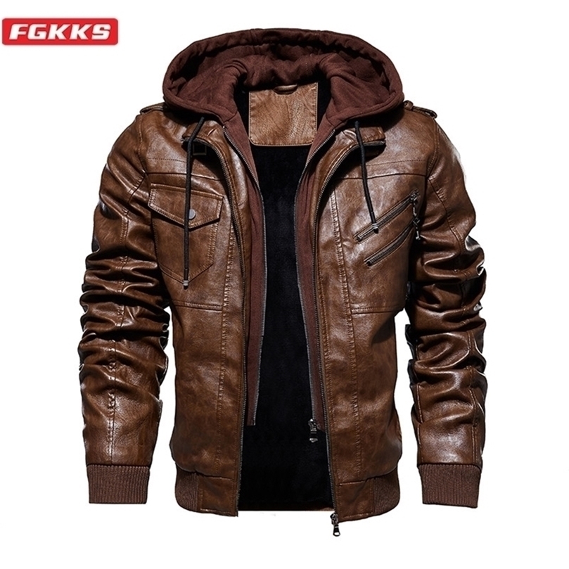 FGKKS Fashion Men Hooded Leather Jacket Winter Men's Leather Suede Jackets Coats Brand Casual PU Leather Jacket Male 201224, Wine red
FGKKS Fashion Men Hooded Leather Jacket Winter Men's Leather Suede Jackets Coats Brand Casual PU Leather Jacket Male 201224, Wine red