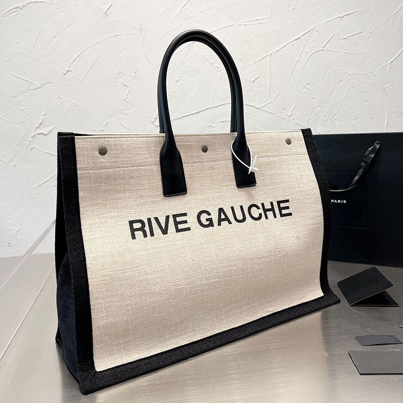Large Capacity Canvas Tote Bag RIVE GAUCHE Shopping Bags Women Handbag Beach Shoulder Bag Leather Handle Hardware Bucket Printed Letters, #4;38*37cm
Large Capacity Canvas Tote Bag RIVE GAUCHE Shopping Bags Women Handbag Beach Shoulder Bag Leather Handle Hardware Bucket Printed Letters, #4;38*37cm