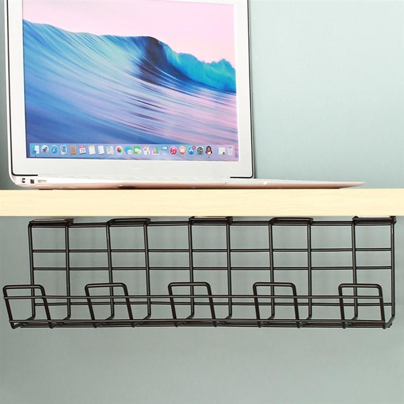 

Hooks & Rails 1pc Under Desk Cable Management Tray Iron Organizer Storage Rack Wire Cord Power Strip Adapter Shelf