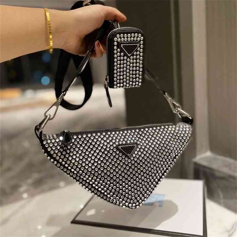 Purse Two in one full diamond triangle bag Single Shoulder Messenger Bag Oxford canvas handbag girl, White
Purse Two in one full diamond triangle bag Single Shoulder Messenger Bag Oxford canvas handbag girl, White