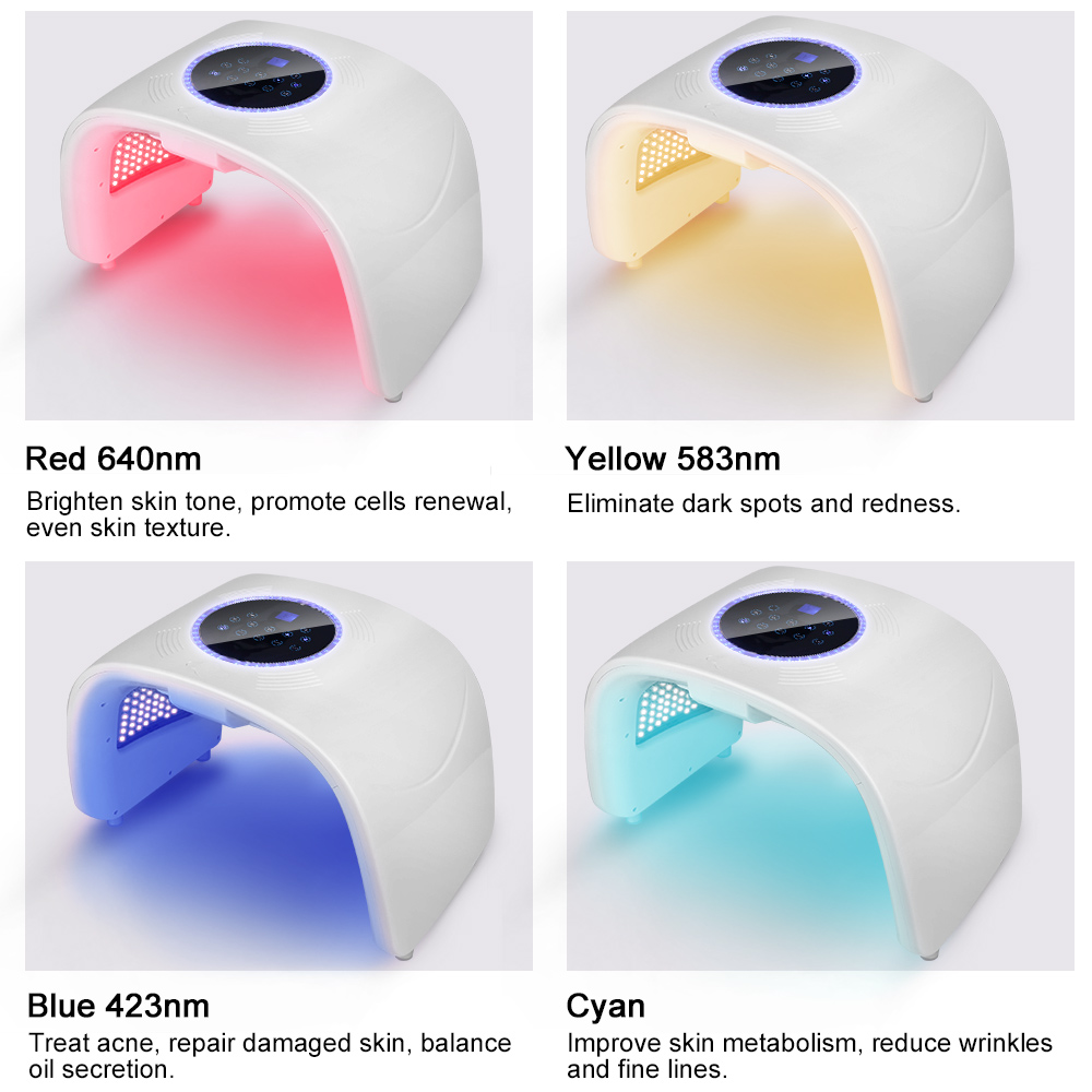 LED Skin Rejuvenation 7 Color Spectrometer PDT Facial Light Therapy Machine with Facial Steamer and Laser Hair Growth