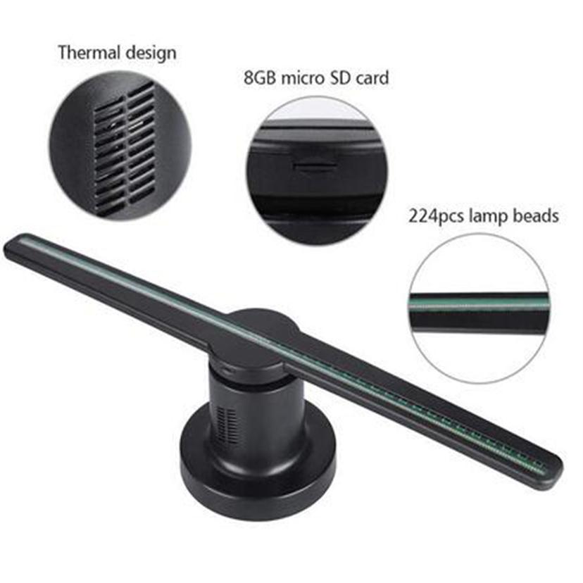 3D Hologram Lamps Display Advertising Projector LED Fan Holographic Imaging Threedimensional Displaying Advertise logo Light Deco