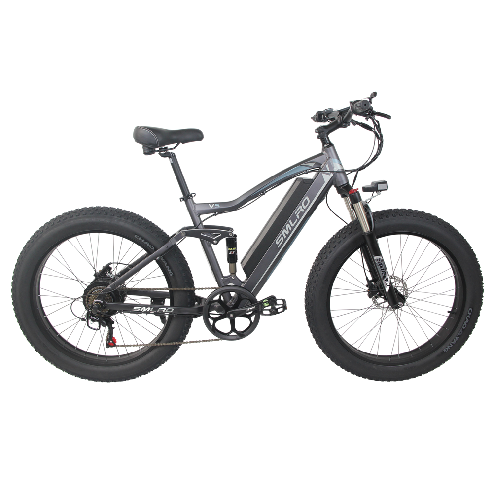 SMLRO V5 26 Inch 4.0 Fat Tire Electric Bike Hidden Battery Full Suspension 48V13AN1000W Electric Bicycle 7 Speeds