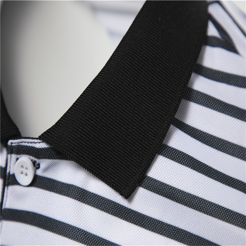 AIOPESON Spring Summer Short Sleeve Mens Polos Black and White Stripes Polo Men Social Business Casual Mens Clothes 220704