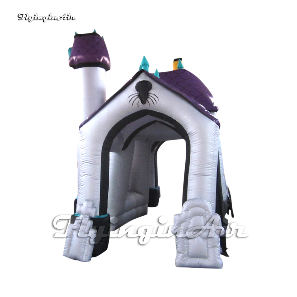 Outdoor Halloween Inflatable Tunnel Entrance Passage Ghost Castle With Goblins For Yard Decoration