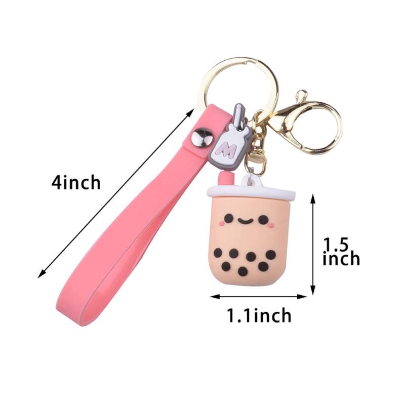 Keychains Silicone Bubble Tea Keychain Boba Milk Key Ring Car Cute Jewelry GiftKeychains Emel22