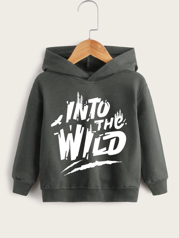 Toddler Boys Letter Graphic Hooded Sweatshirt SHE