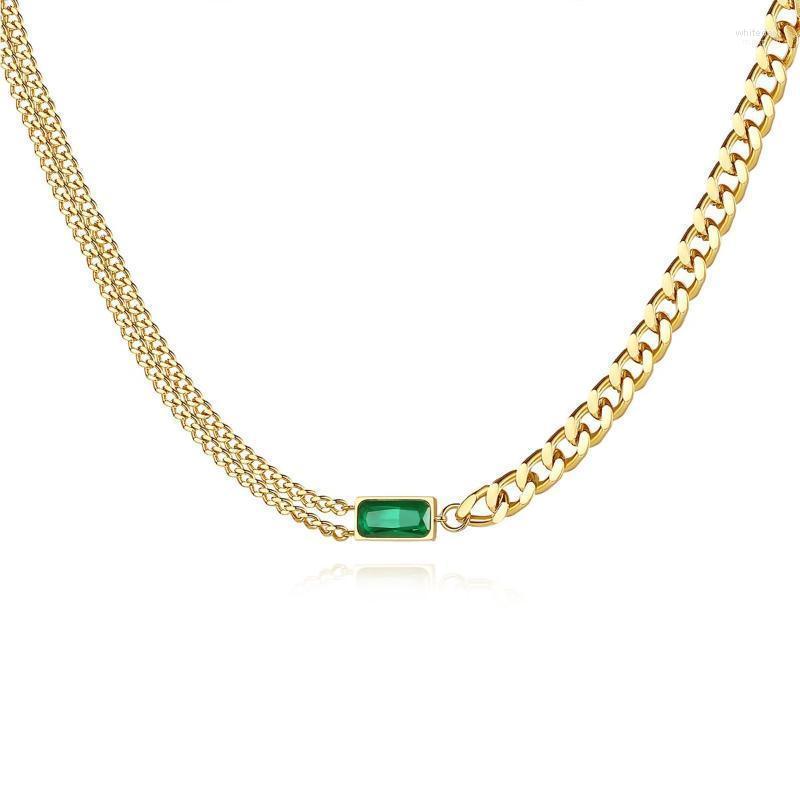Chains Woman Fashion Pendants Hip-hop Female Titanium Steel Cuban Chain Square Green Crystal Stitching Of Friendship 2022
Chains Woman Fashion Pendants Hip-hop Female Titanium Steel Cuban Chain Square Green Crystal Stitching Of Friendship 2022
