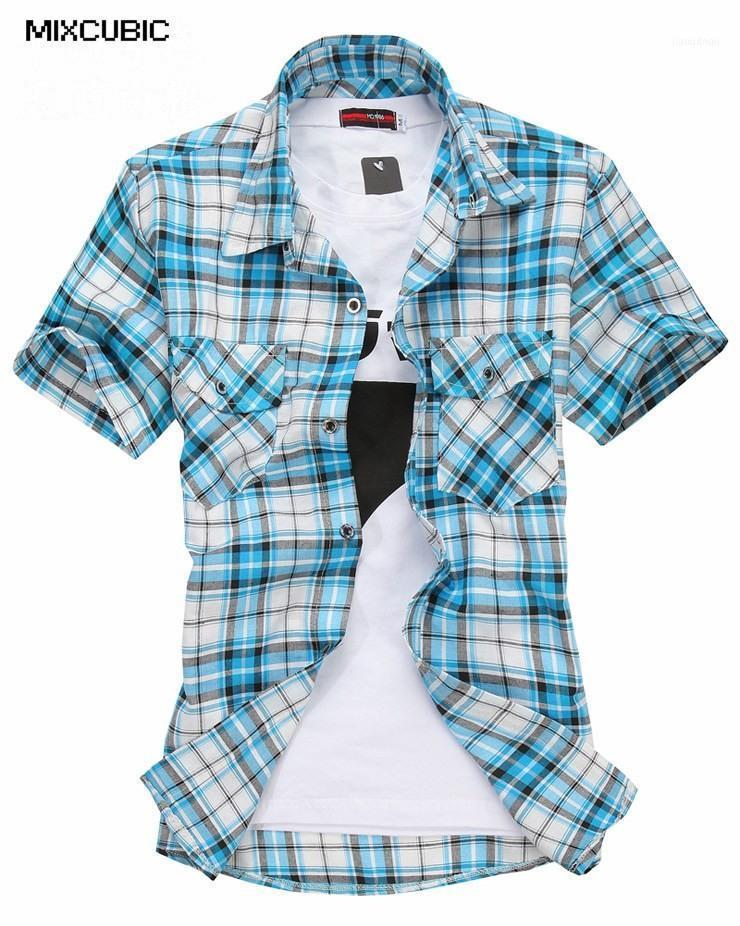 Wholesale- MIXCUBIC 2022 Spring Summer Short-sleeved Printed Grid Shirts Men Casual Slim Fit Plaid For Camiseta M-2XL 50401, Lavender
Wholesale- MIXCUBIC 2022 Spring Summer Short-sleeved Printed Grid Shirts Men Casual Slim Fit Plaid For Camiseta M-2XL 50401, Lavender