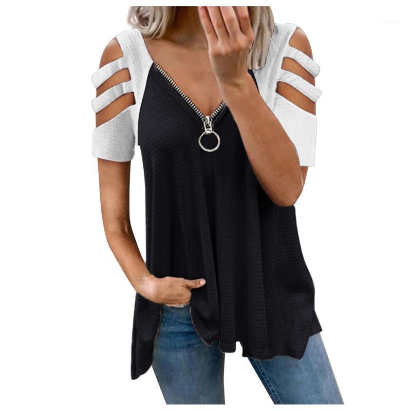 Women' Blouses & Shirts Womens Sexy V-neck Collar Zipper Color Short Sleeve Fold Casual Blouse Tops, We
Women' Blouses & Shirts Womens Sexy V-neck Collar Zipper Color Short Sleeve Fold Casual Blouse Tops, We