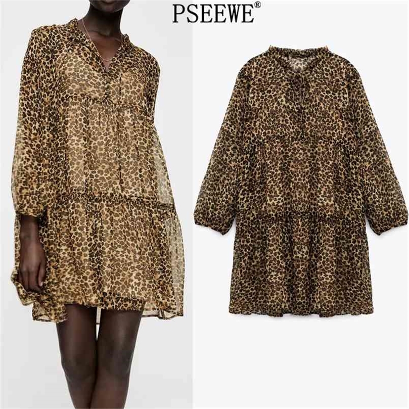 Spring Dress Leopard Print Chiffon Mini Women Vintage Ruffle Puff Sleeve Short es Woman Casual es 210519
Spring Dress Leopard Print Chiffon Mini Women Vintage Ruffle Puff Sleeve Short es Woman Casual es 210519
