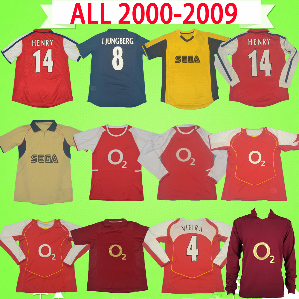 retro jerseys vintage Soccer Jerseys 2000 2001 2002 2004 2005 2008 2009 classic football shirt V.PERSIE PIRES BERGKAMP HENRY REYES VIEIRA LJUNGBERG FABREGAS RED