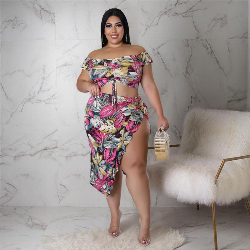 Women's Plus Size Tracksuits Perl Printed Two Piece Dress Set Vintage Summer Outfit Crop Top Long Skirt Suit Casual Matching Curved Clothing, Brown
Women's Plus Size Tracksuits Perl Printed Two Piece Dress Set Vintage Summer Outfit Crop Top Long Skirt Suit Casual Matching Curved Clothing, Brown