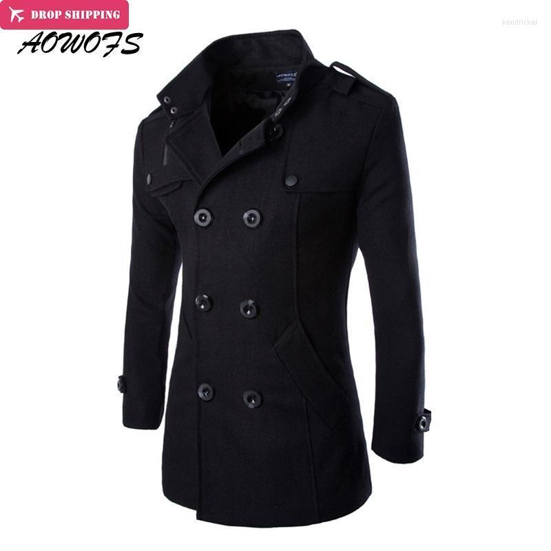 Men's Wool & Blends AOWOFS Winter Men Pea Coats Black Mens Overcoat Short Trench Male Double Breasted Brand Clothing Kend22
Men's Wool & Blends AOWOFS Winter Men Pea Coats Black Mens Overcoat Short Trench Male Double Breasted Brand Clothing Kend22
