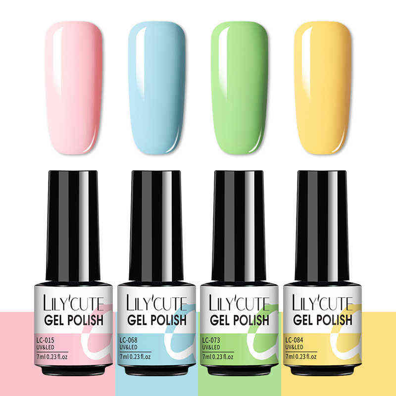 Nail Gel Toy Lilycute 2 4 6 Pcs Polish Set 136color Glitter Semi Permanent Hybrid Varnish Base Top Coat Soak Off Uv Led Art 0328